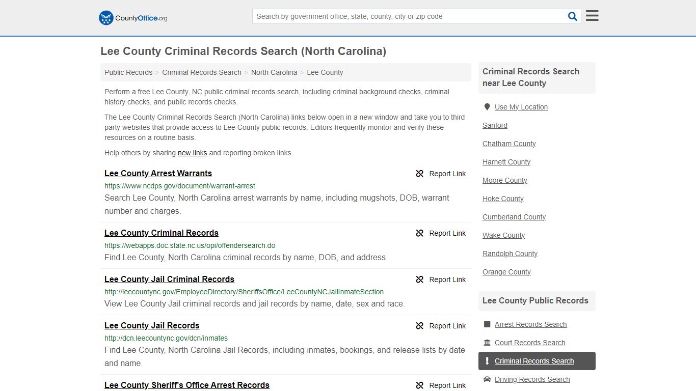 Lee County Criminal Records Search (North Carolina)