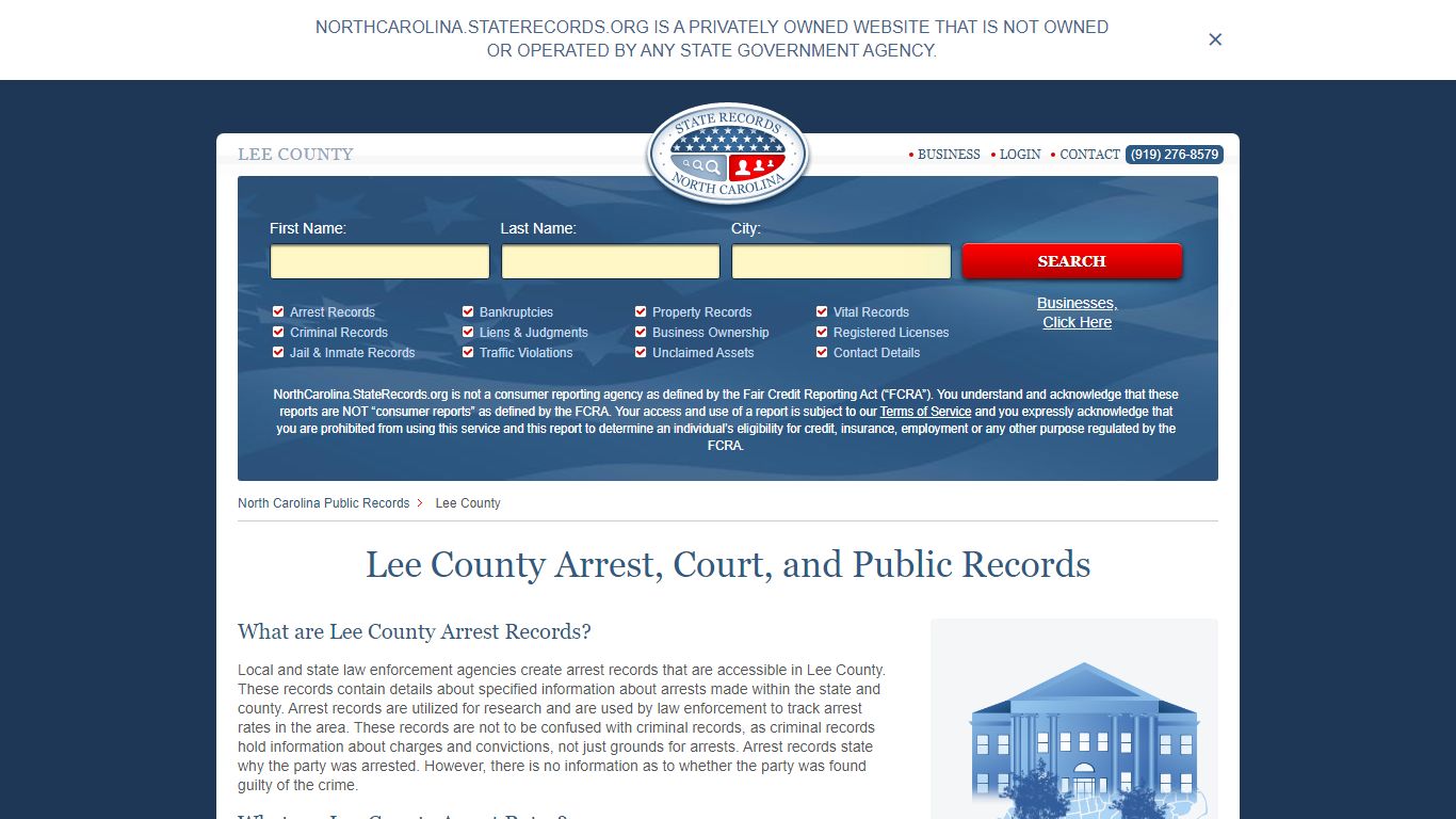 Lee County Arrest, Court, and Public Records