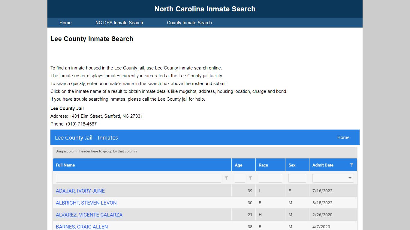 Lee County Inmate Search